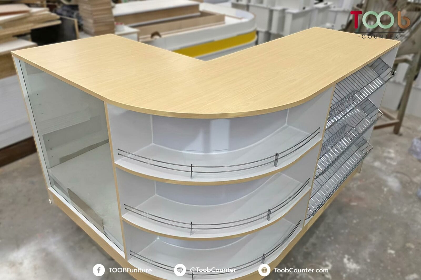 13. 3 l shaped curved checkout counter