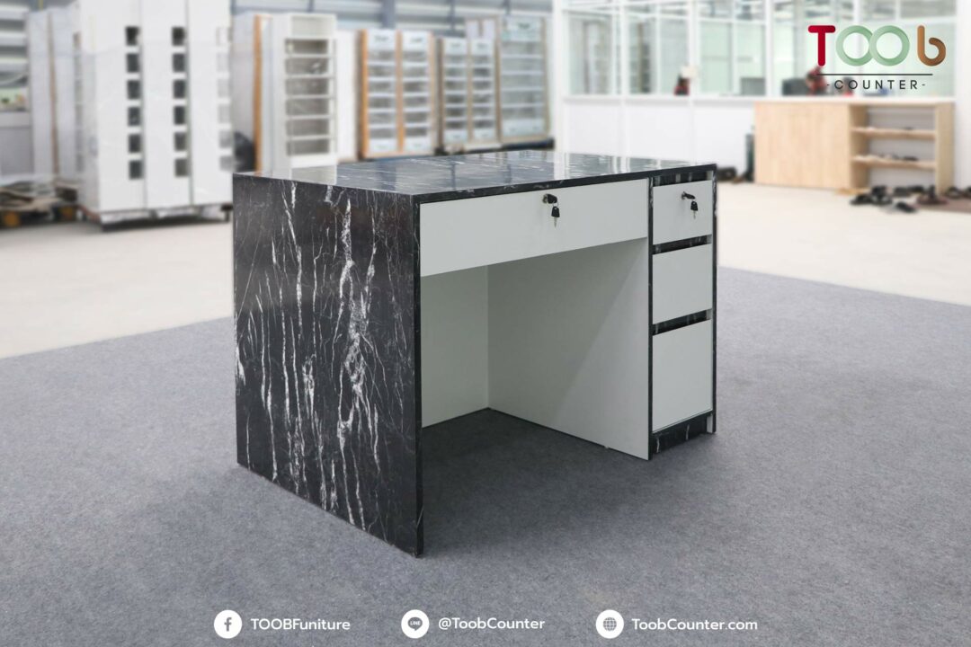 Real product example black marble laminate counter top back