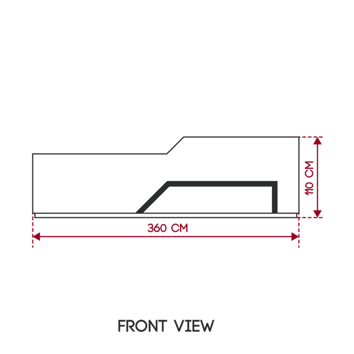 ภาพไกด์ขนาดด้านหน้า เคาน์เตอร์ต้อนรับ มีบาร์ เพิ่มไฟ Neon Flex รุ่น CR-018